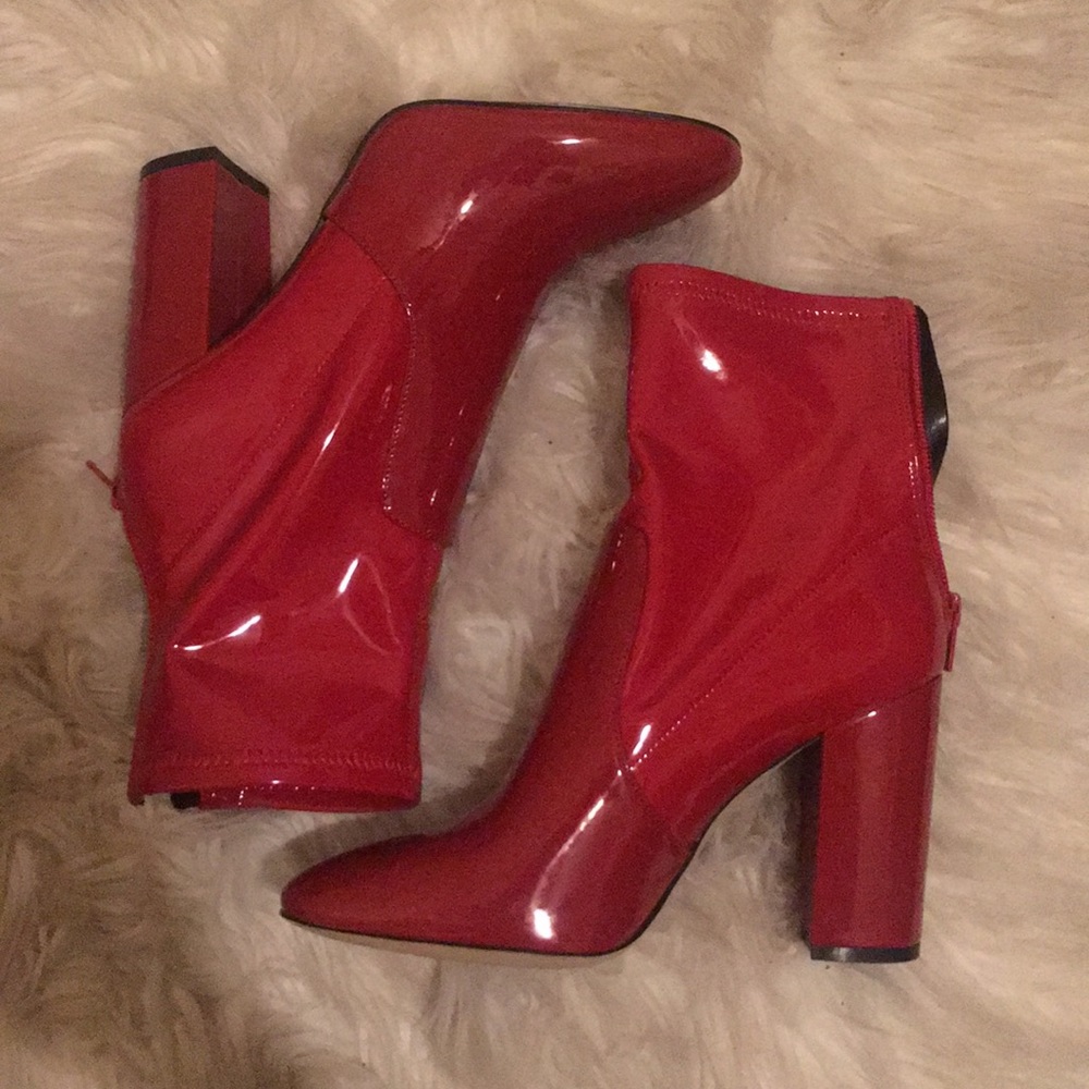 Red Aldo patent leather booties